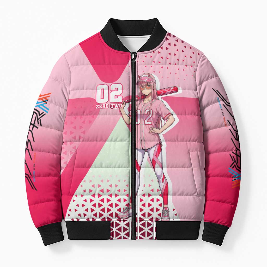 Zero Two Bomber Puffer Jacket Retro Baseball Anime Style