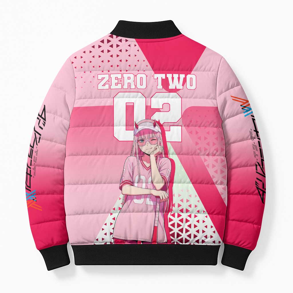 Zero Two Bomber Puffer Jacket Retro Baseball Anime Style