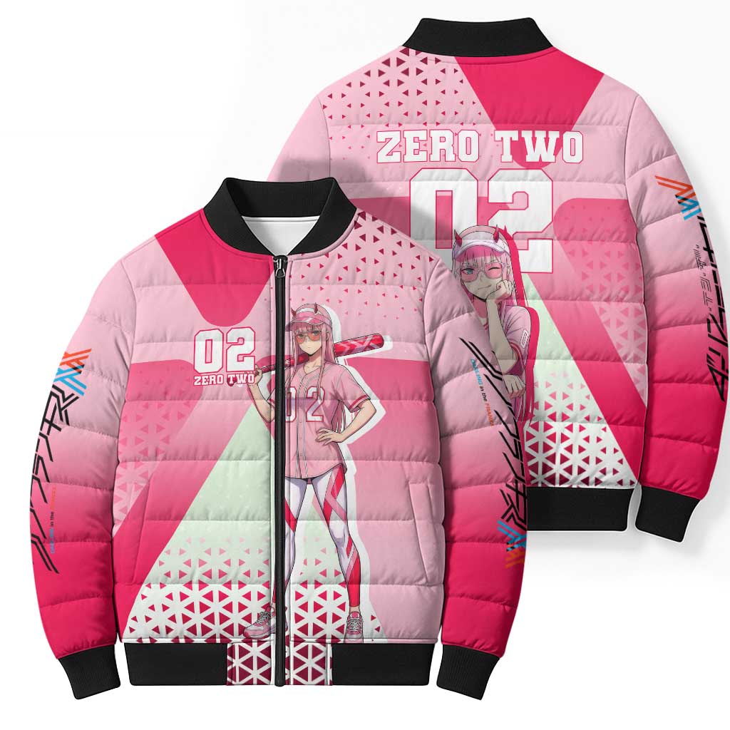 Zero Two Bomber Puffer Jacket Retro Baseball Anime Style