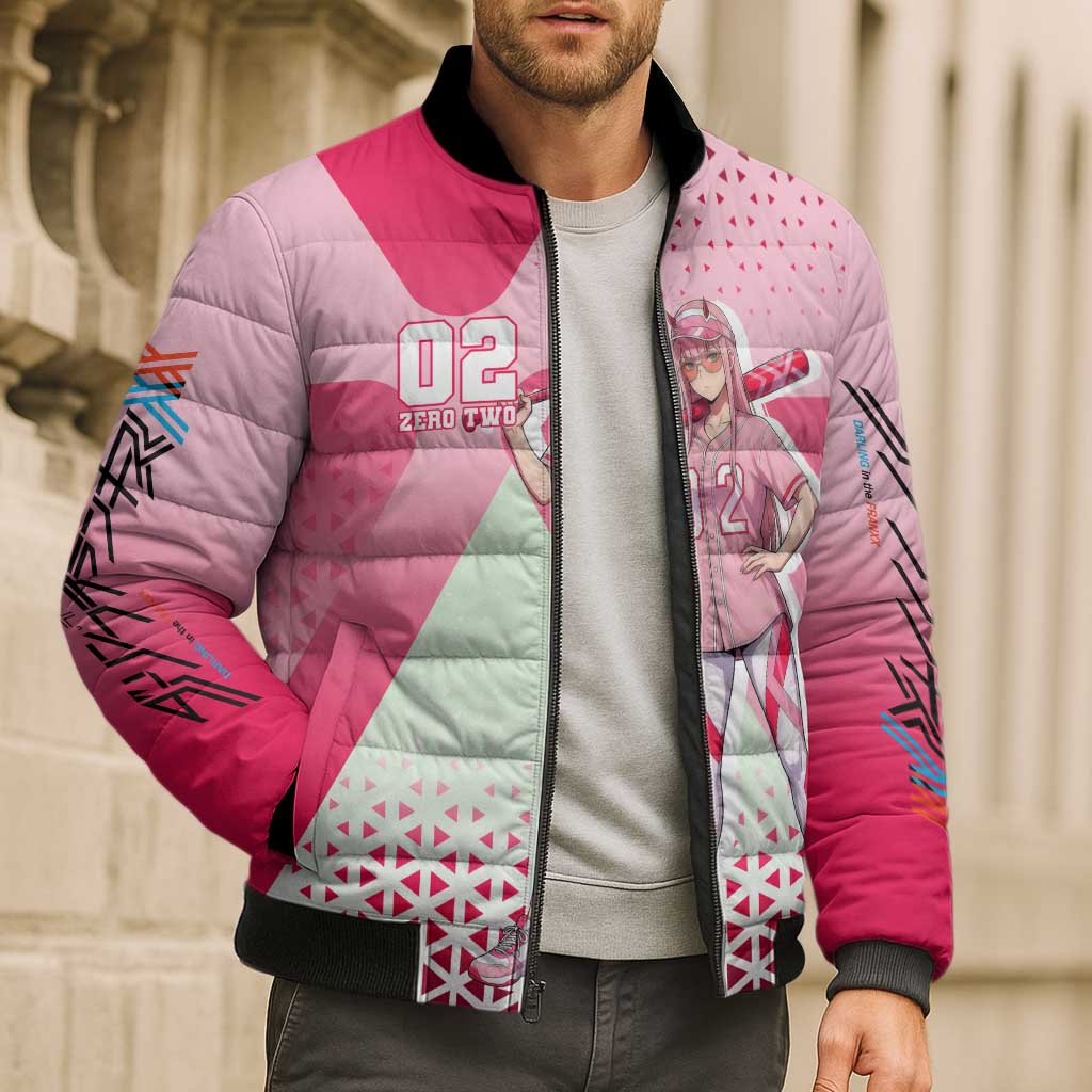 Zero Two Bomber Puffer Jacket Retro Baseball Anime Style