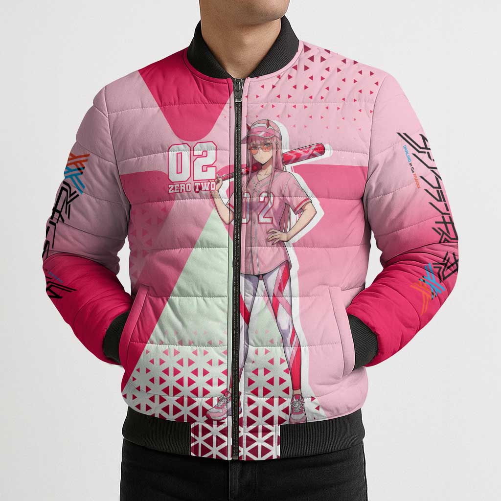 Zero Two Bomber Puffer Jacket Retro Baseball Anime Style