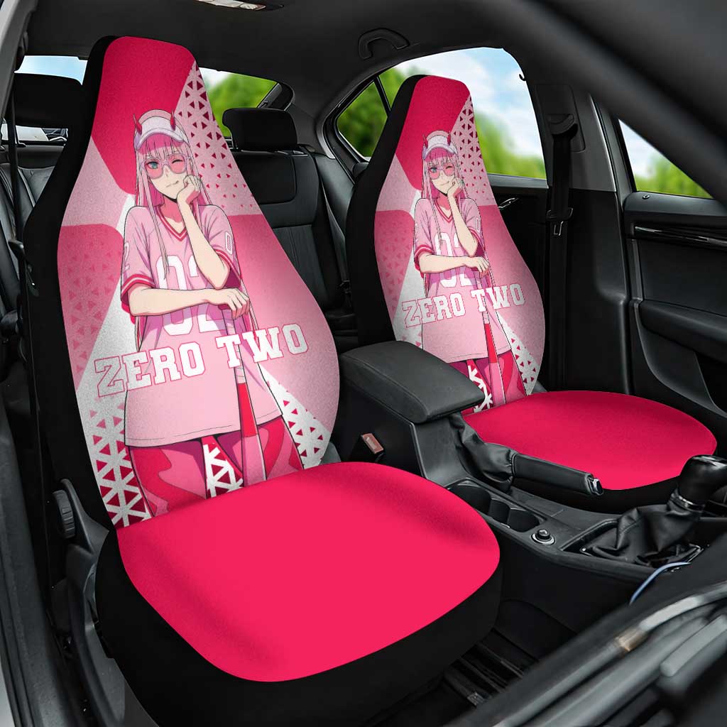 Zero Two Car Seat Cover Retro Baseball Anime Style