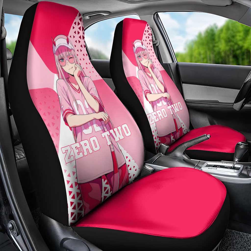 Zero Two Car Seat Cover Retro Baseball Anime Style