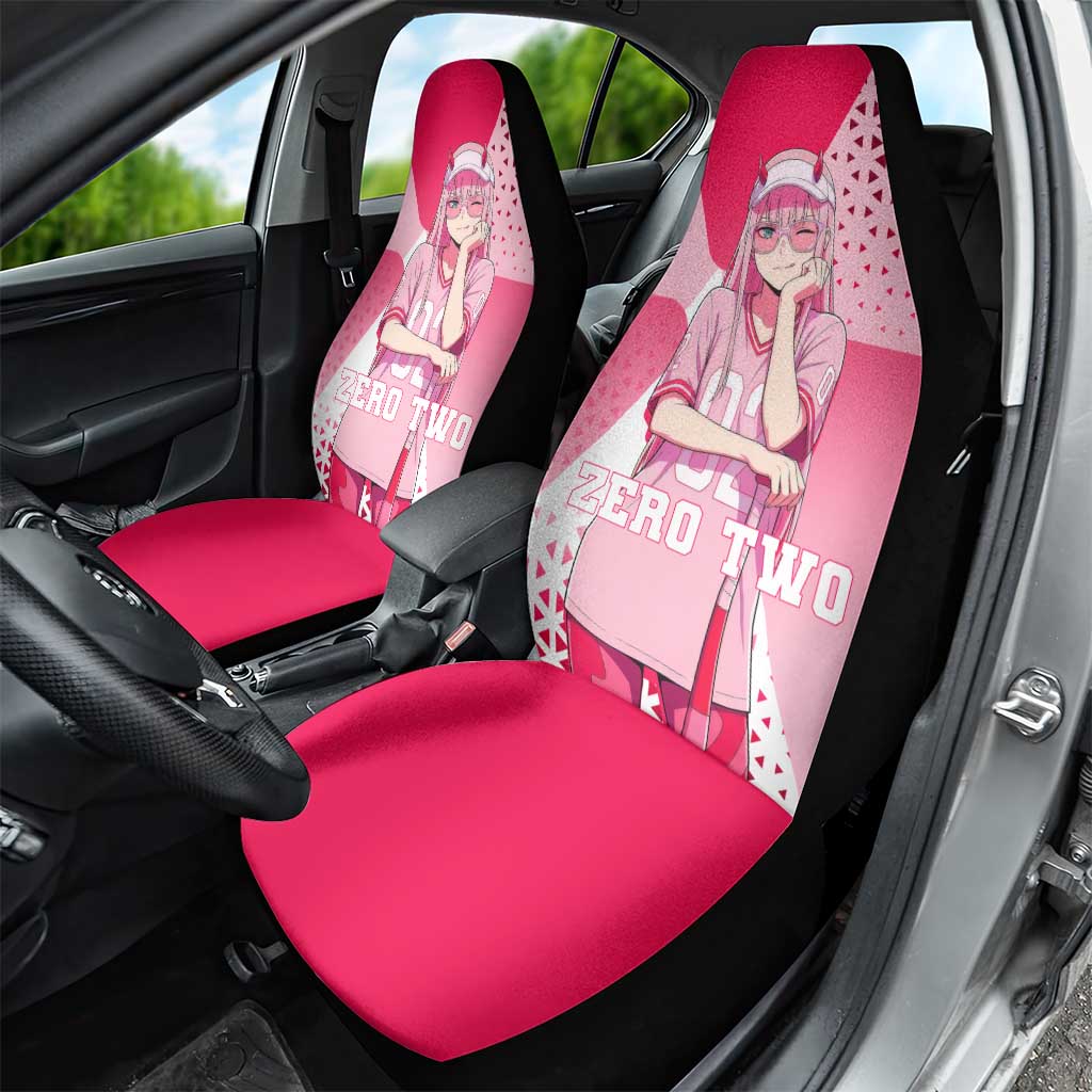 Zero Two Car Seat Cover Retro Baseball Anime Style