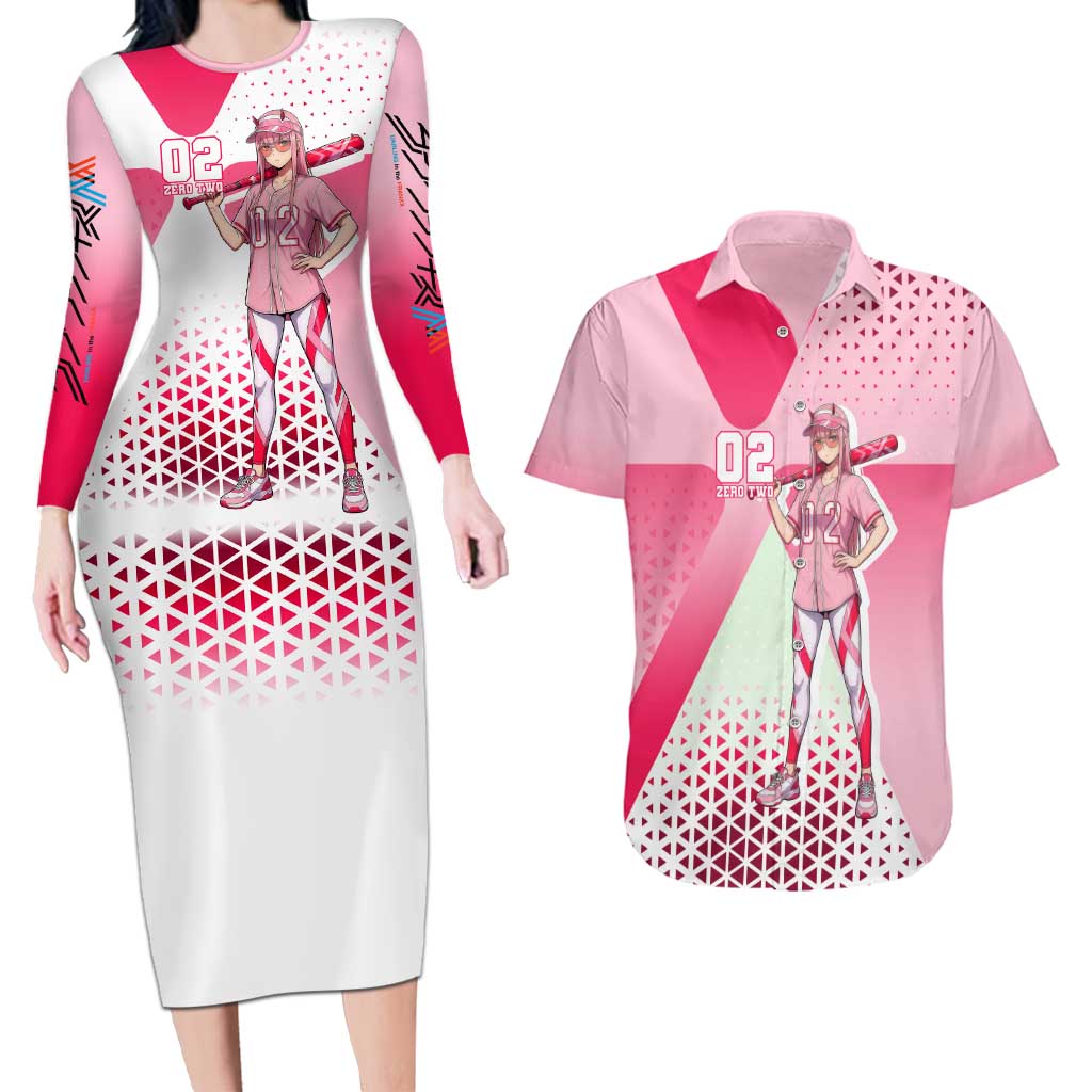Zero Two Couples Matching Long Sleeve Bodycon Dress and Hawaiian Shirt Retro Baseball Anime Style