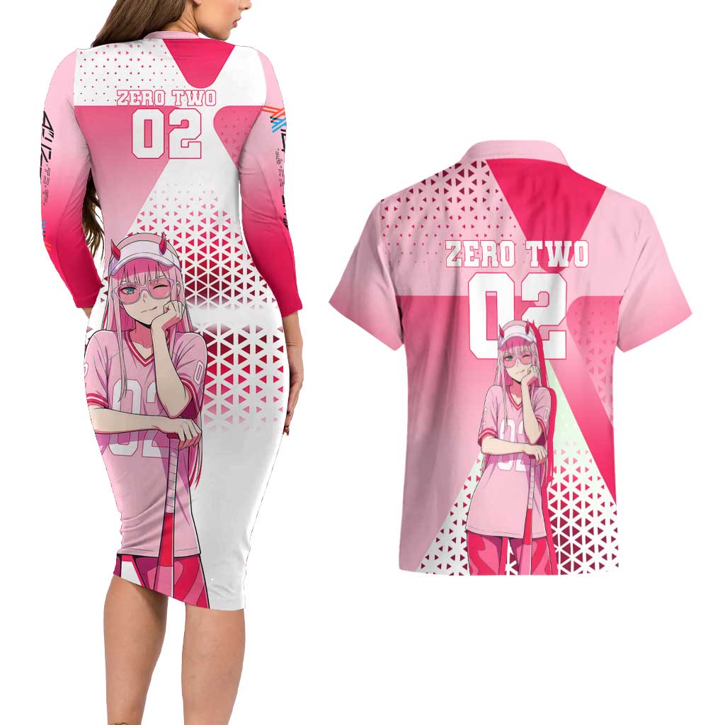 Zero Two Couples Matching Long Sleeve Bodycon Dress and Hawaiian Shirt Retro Baseball Anime Style