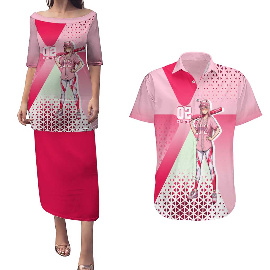 Zero Two Couples Matching Puletasi and Hawaiian Shirt Retro Baseball Anime Style