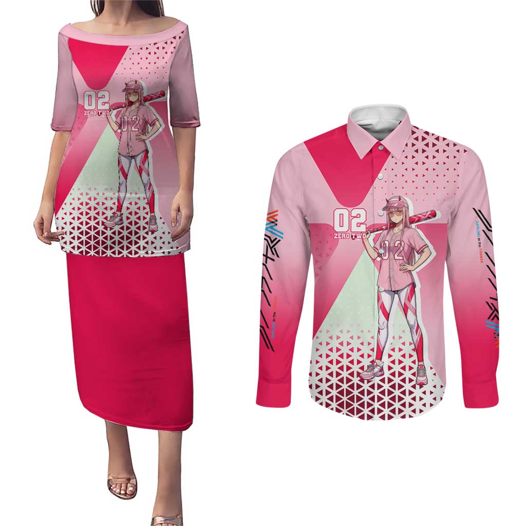 Zero Two Couples Matching Puletasi and Long Sleeve Button Shirt Retro Baseball Anime Style