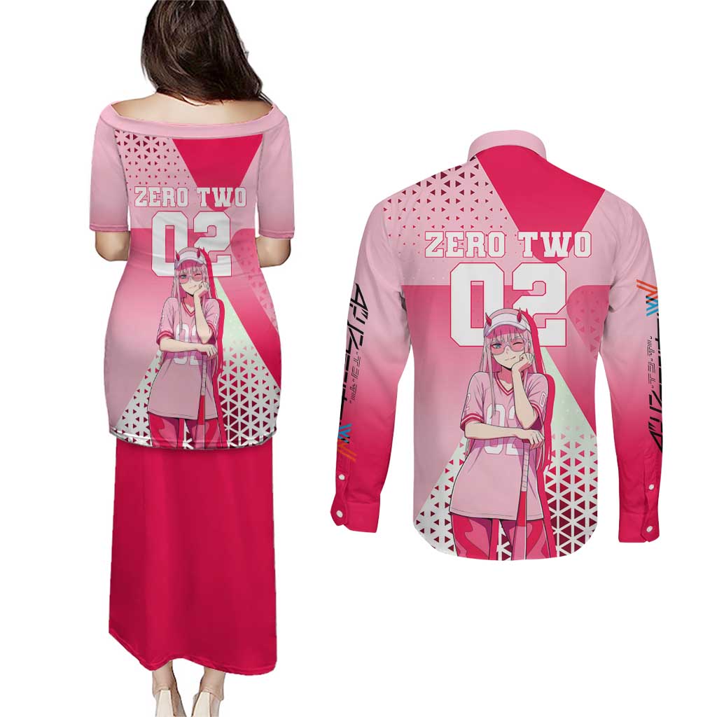 Zero Two Couples Matching Puletasi and Long Sleeve Button Shirt Retro Baseball Anime Style