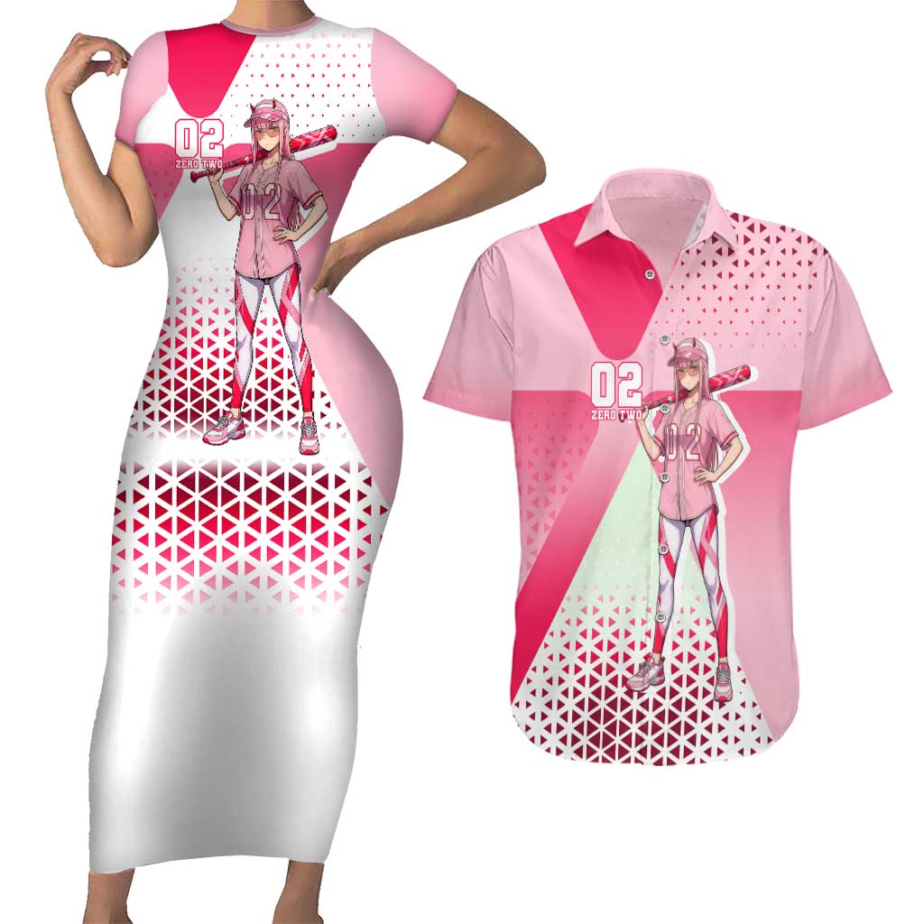 Zero Two Couples Matching Short Sleeve Bodycon Dress and Hawaiian Shirt Retro Baseball Anime Style