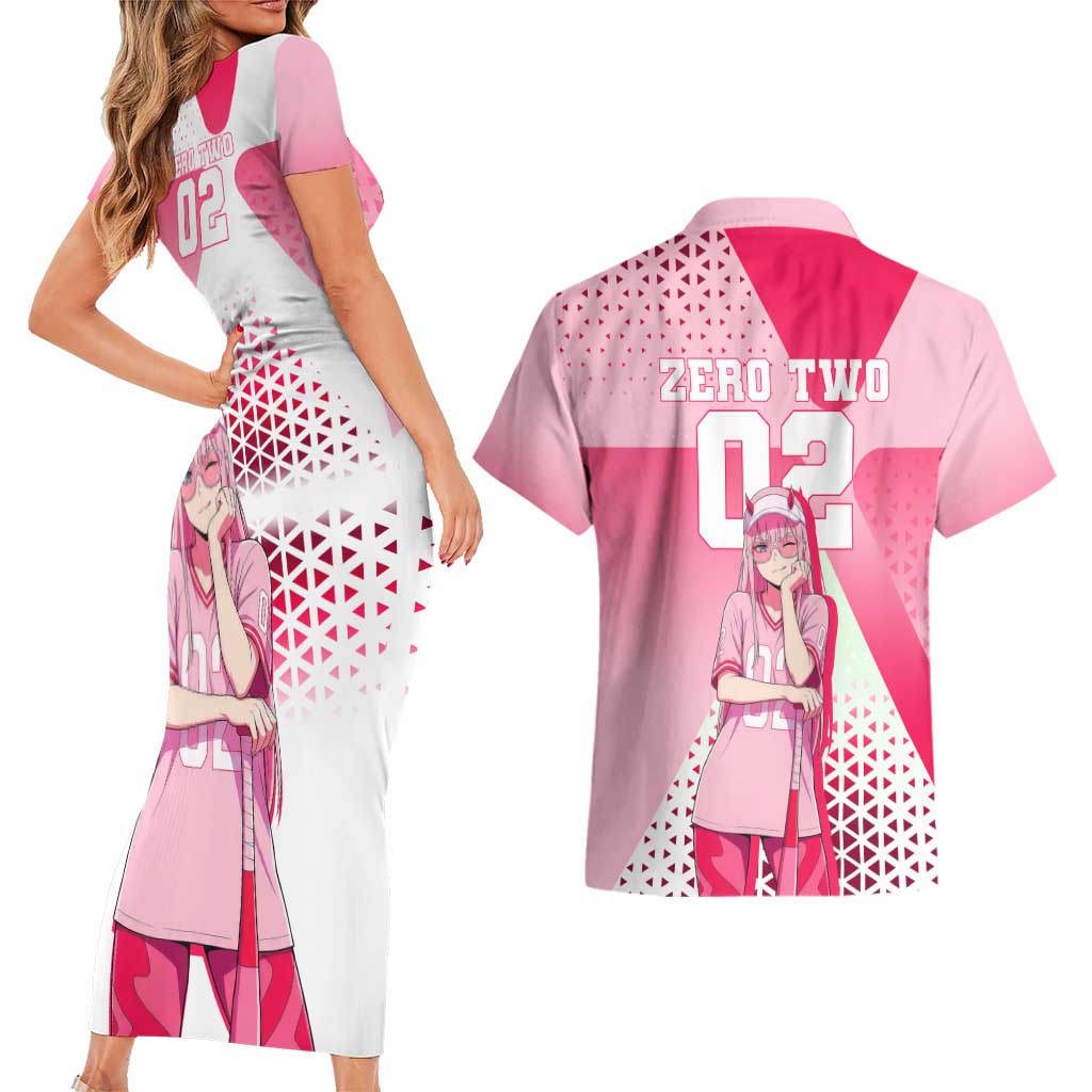 Zero Two Couples Matching Short Sleeve Bodycon Dress and Hawaiian Shirt Retro Baseball Anime Style