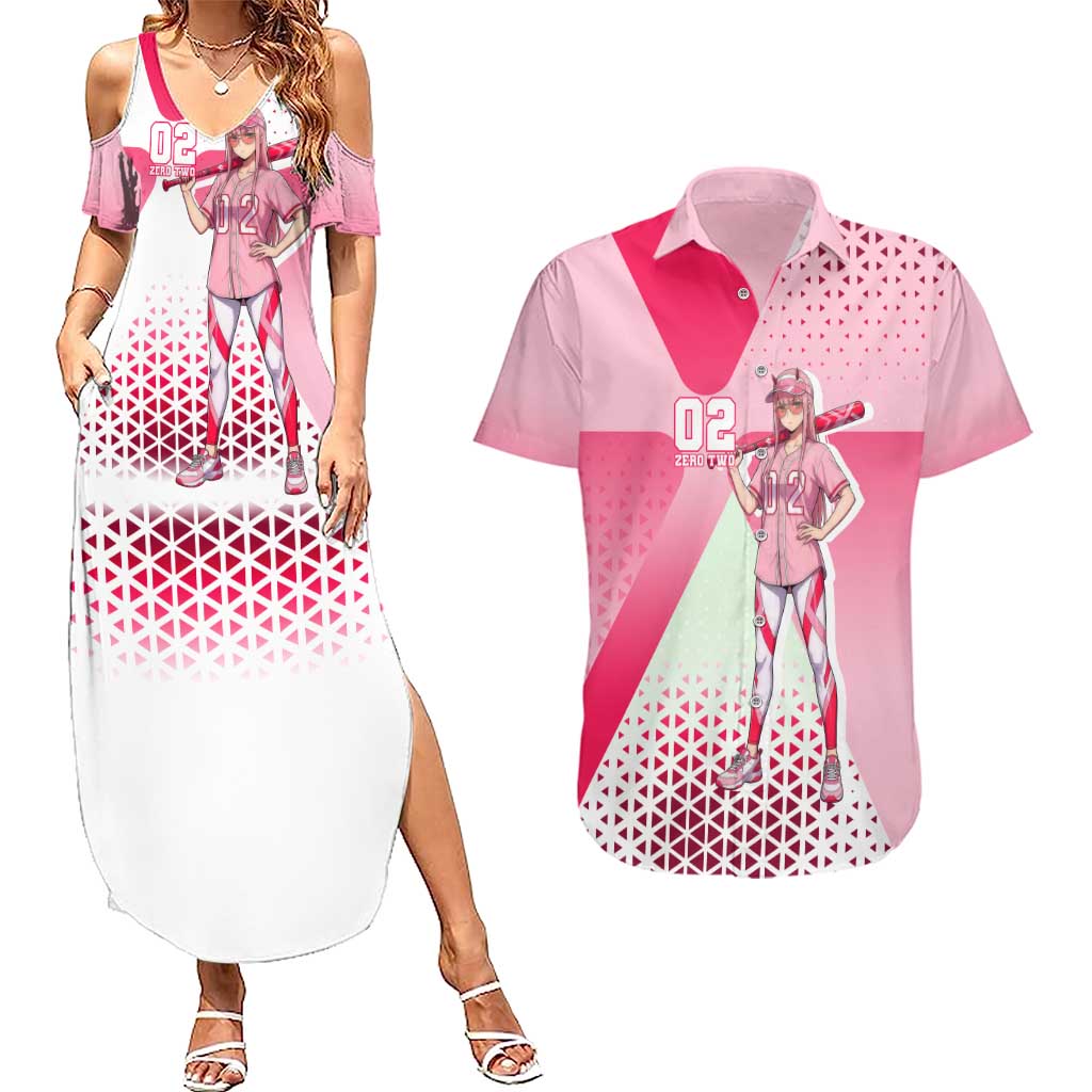 Zero Two Couples Matching Summer Maxi Dress and Hawaiian Shirt Retro Baseball Anime Style