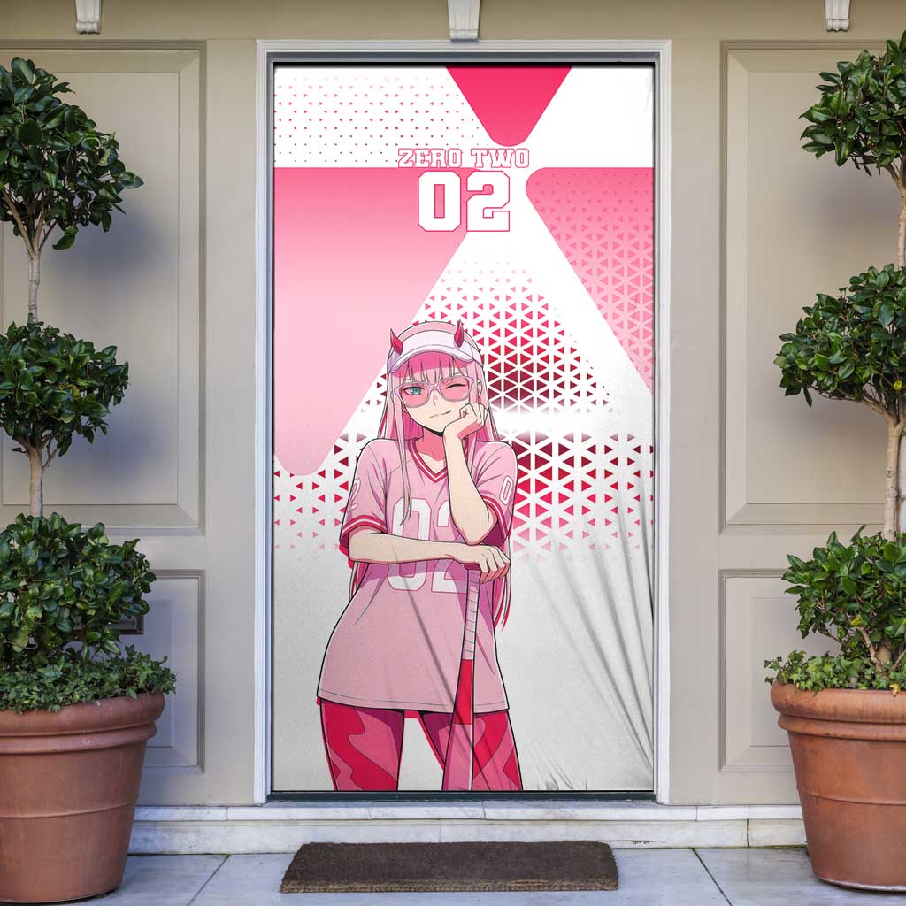 Zero Two Door Cover Retro Baseball Anime Style