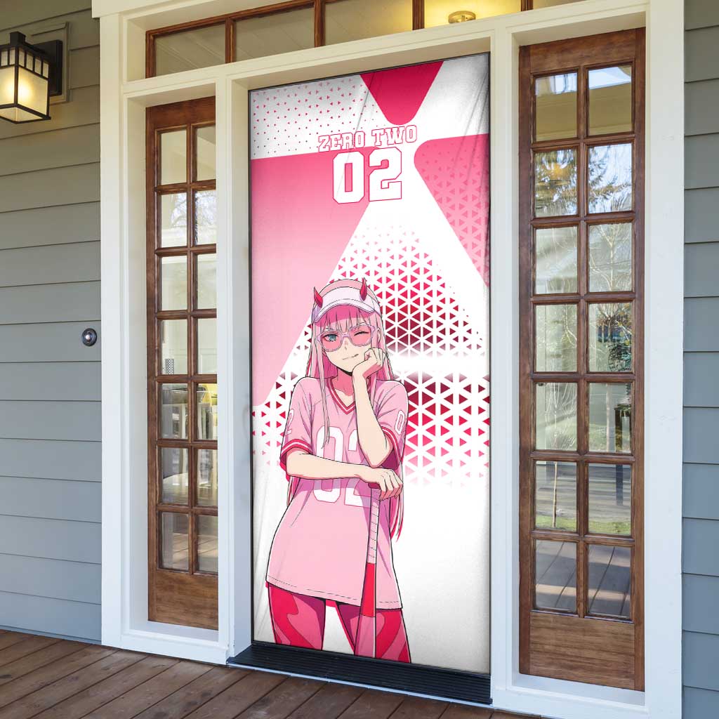 Zero Two Door Cover Retro Baseball Anime Style