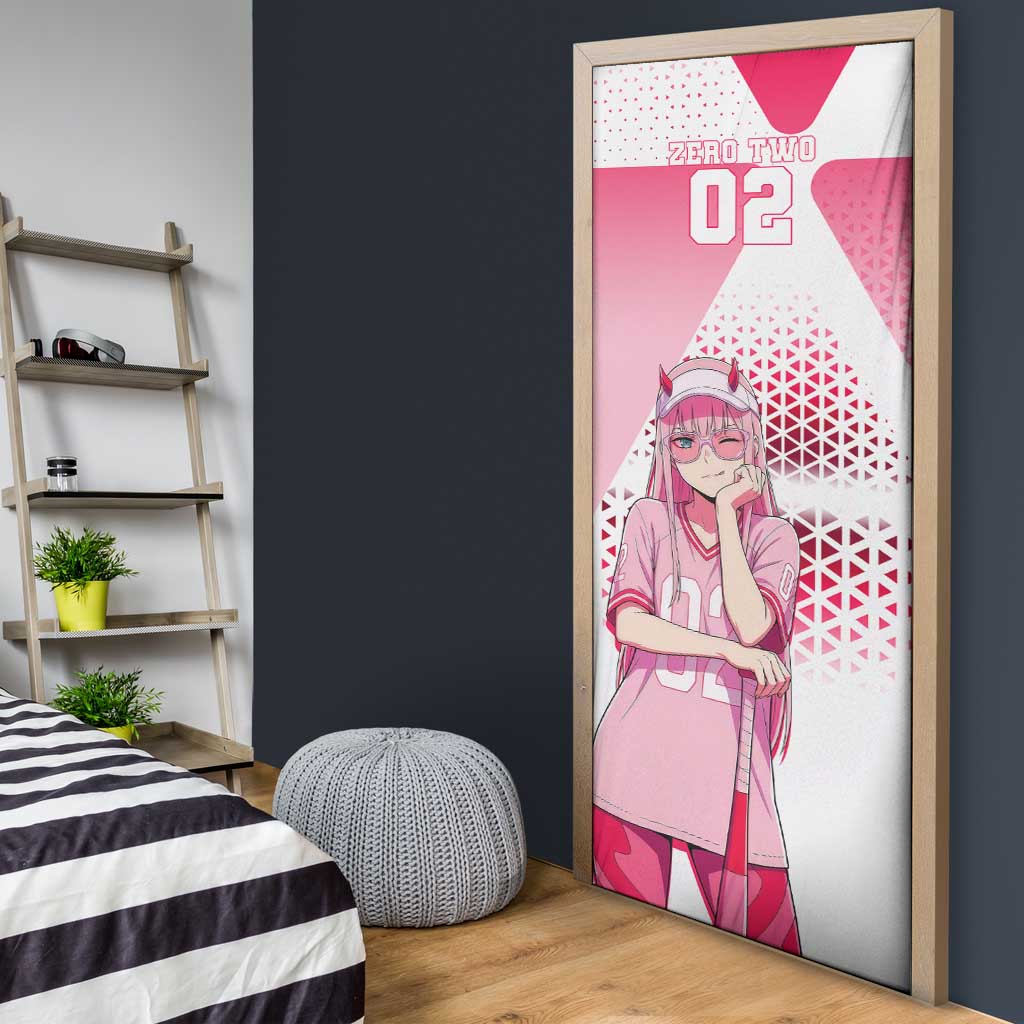 Zero Two Door Cover Retro Baseball Anime Style