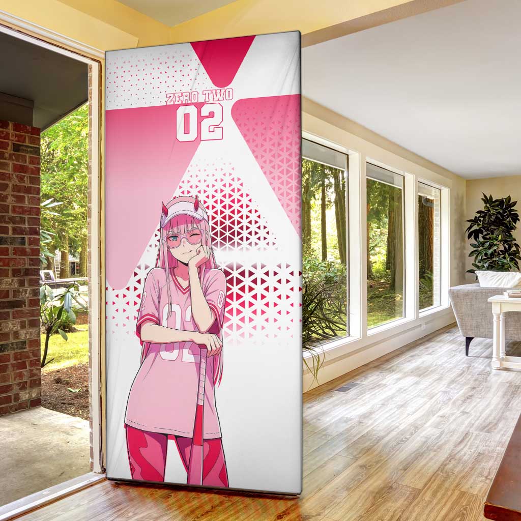 Zero Two Door Cover Retro Baseball Anime Style