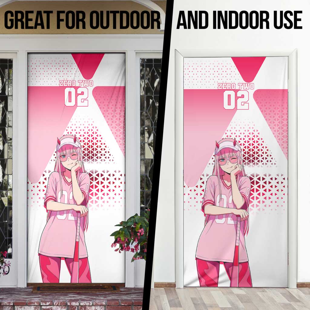 Zero Two Door Cover Retro Baseball Anime Style
