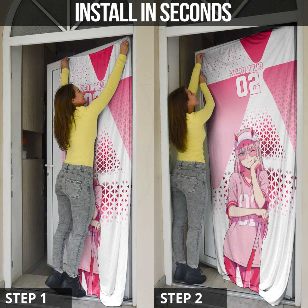 Zero Two Door Cover Retro Baseball Anime Style