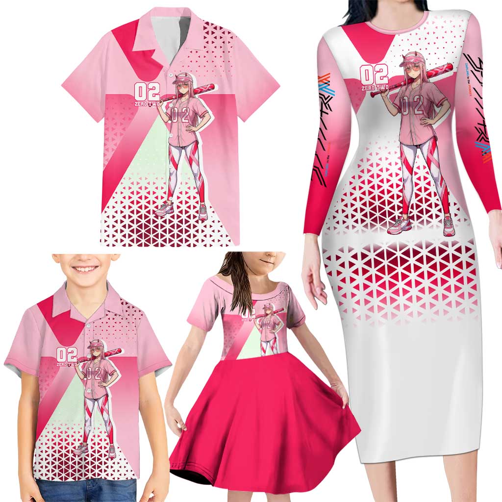 Zero Two Family Matching Long Sleeve Bodycon Dress and Hawaiian Shirt Retro Baseball Anime Style