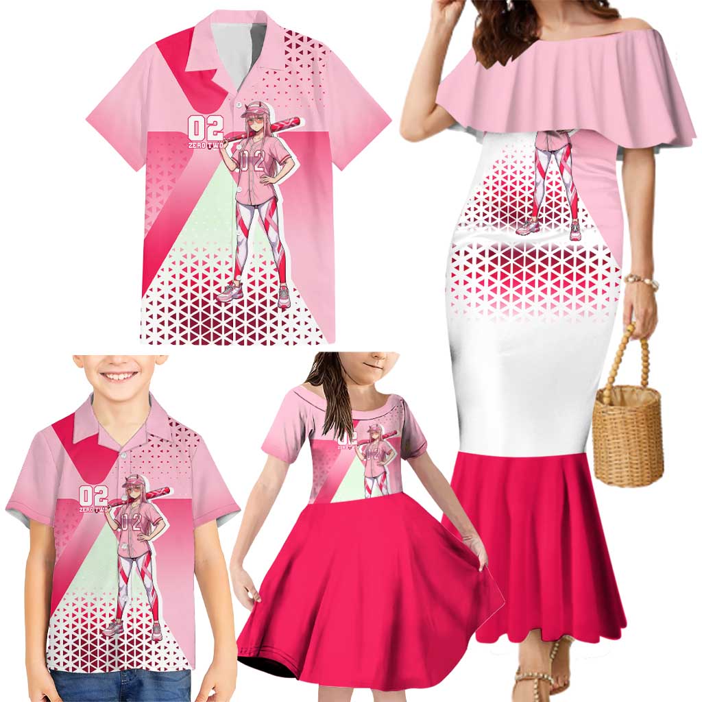 Zero Two Family Matching Mermaid Dress and Hawaiian Shirt Retro Baseball Anime Style