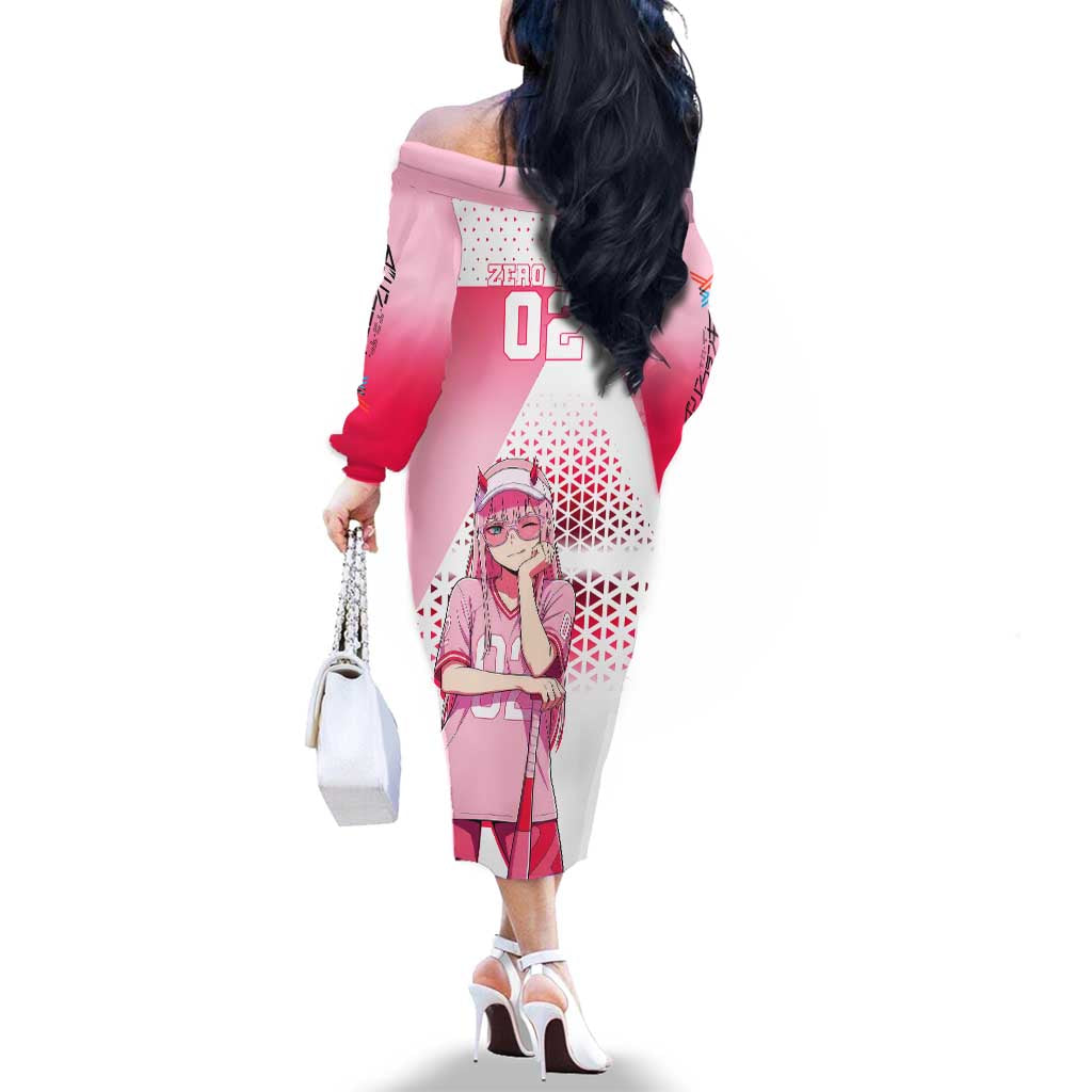 Zero Two Family Matching Off The Shoulder Long Sleeve Dress and Hawaiian Shirt Retro Baseball Anime Style