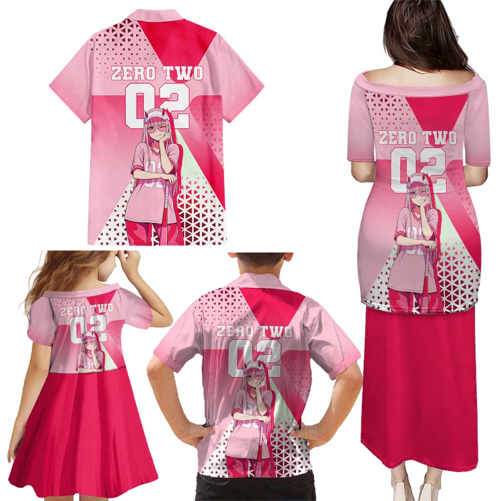 Zero Two Family Matching Puletasi and Hawaiian Shirt Retro Baseball Anime Style