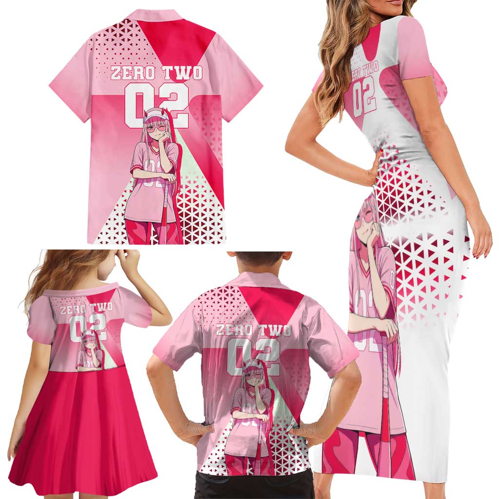 Zero Two Family Matching Short Sleeve Bodycon Dress and Hawaiian Shirt Retro Baseball Anime Style