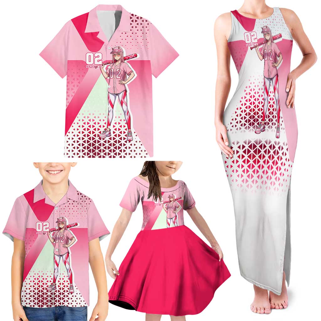 Zero Two Family Matching Tank Maxi Dress and Hawaiian Shirt Retro Baseball Anime Style