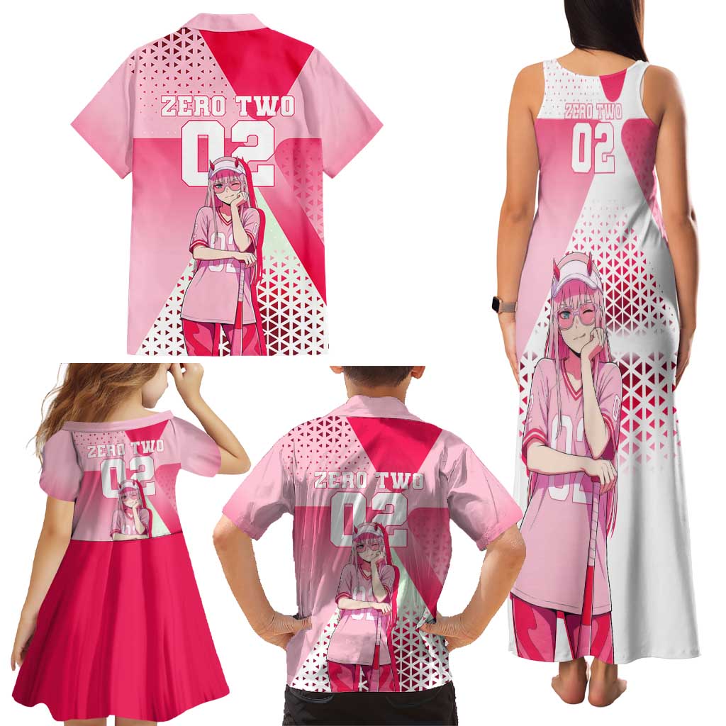 Zero Two Family Matching Tank Maxi Dress and Hawaiian Shirt Retro Baseball Anime Style