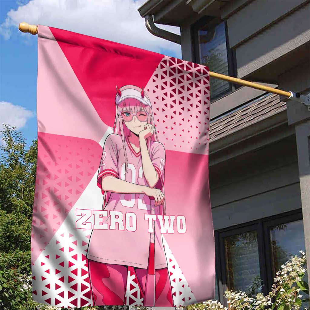 Zero Two Garden Flag Retro Baseball Anime Style