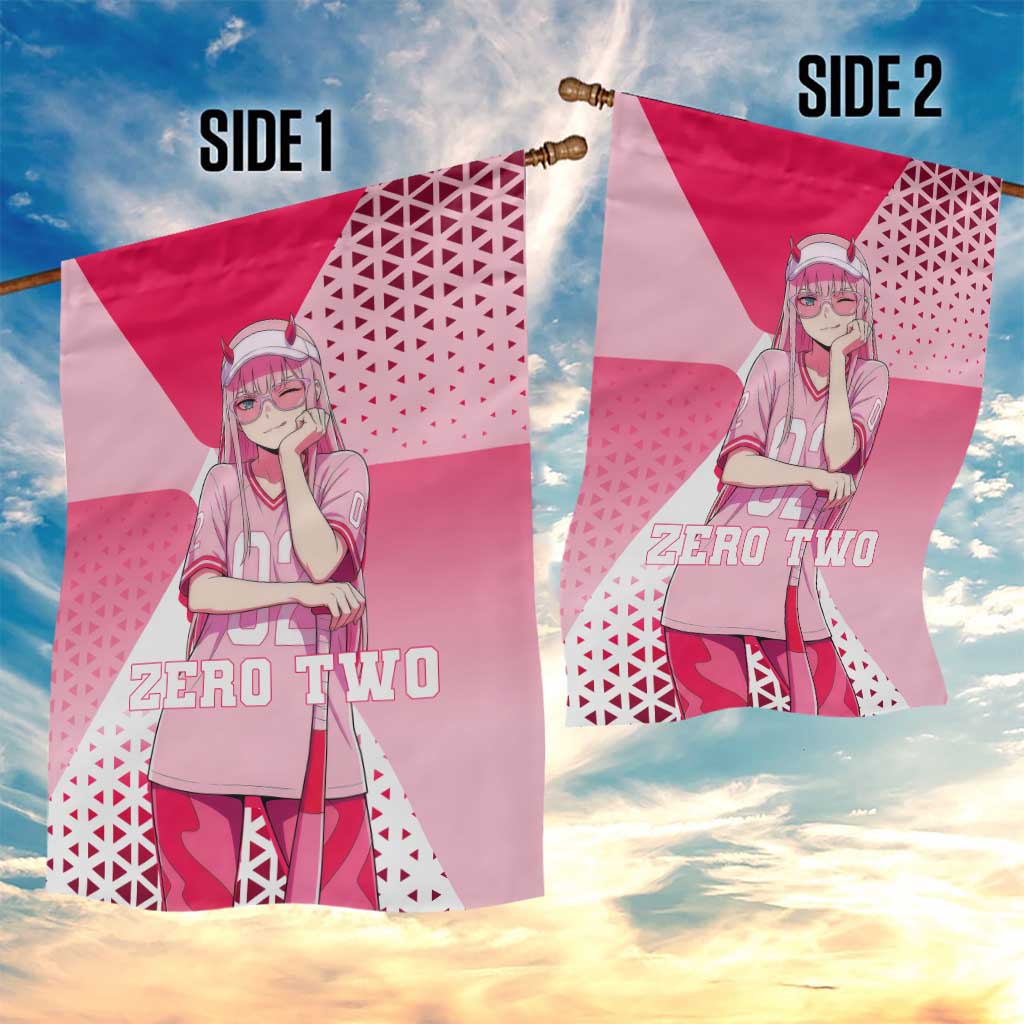 Zero Two Garden Flag Retro Baseball Anime Style