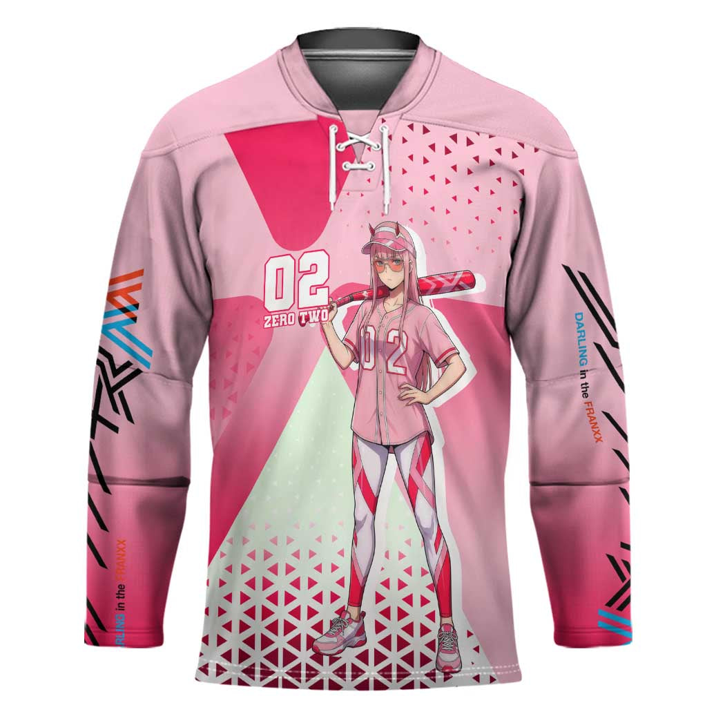 Zero Two Hockey Jersey Retro Baseball Anime Style