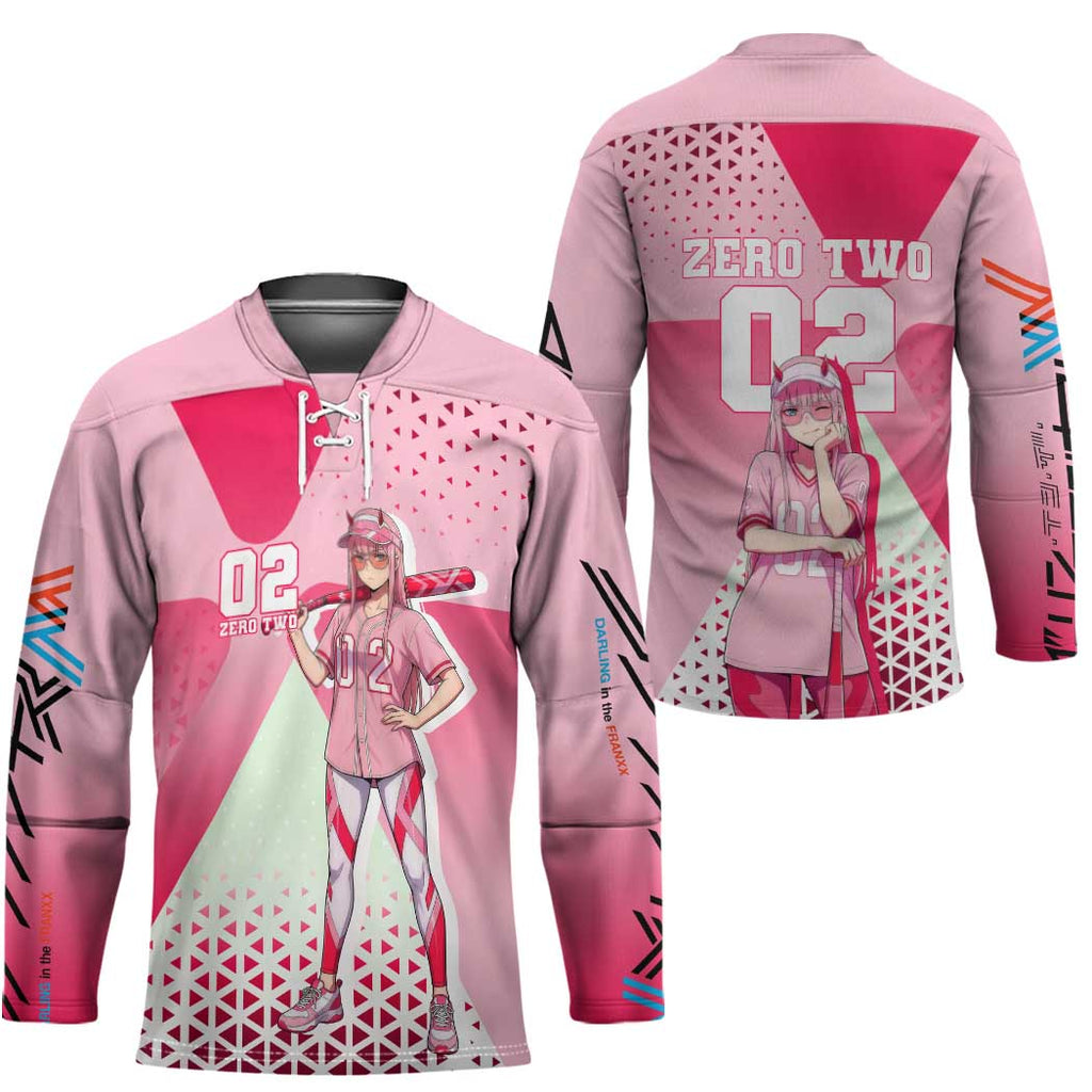 Zero Two Hockey Jersey Retro Baseball Anime Style