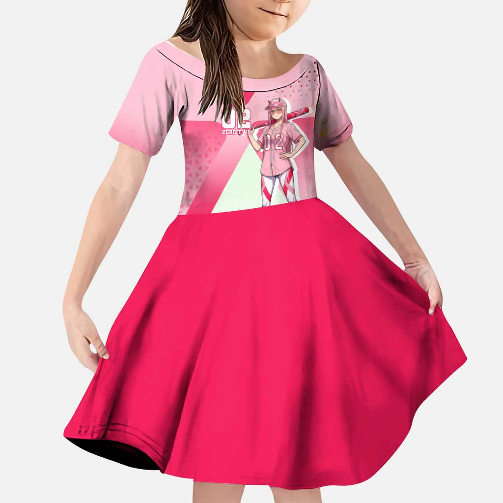 Zero Two Kid Short Sleeve Dress Retro Baseball Anime Style