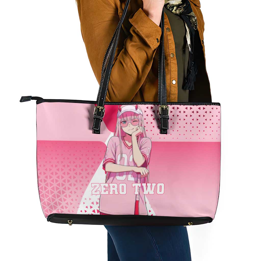 Zero Two Leather Tote Bag Retro Baseball Anime Style