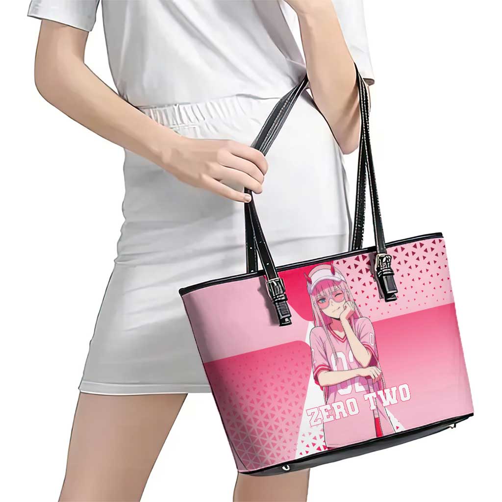 Zero Two Leather Tote Bag Retro Baseball Anime Style