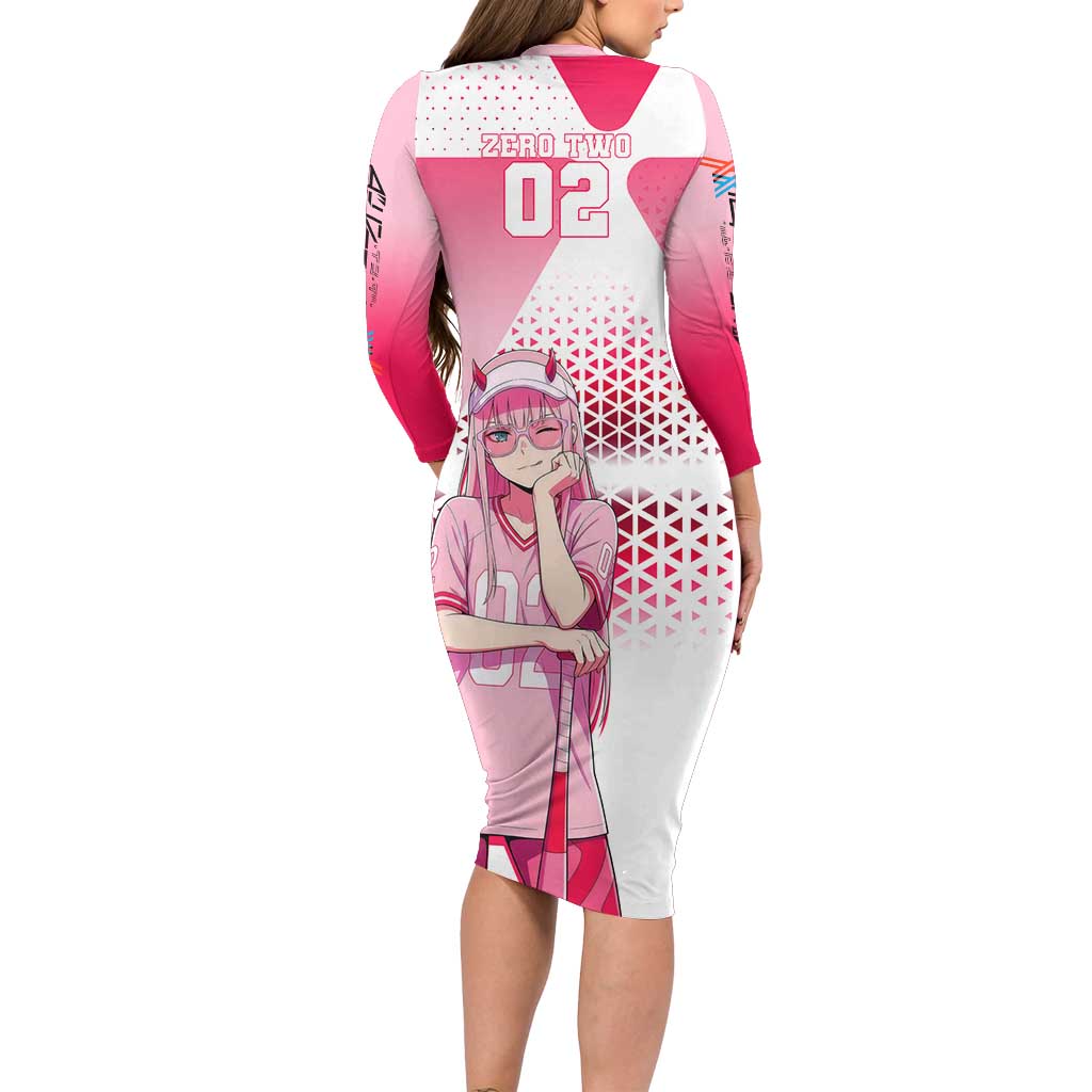 Zero Two Long Sleeve Bodycon Dress Retro Baseball Anime Style