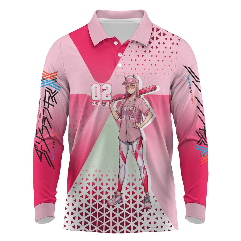 Zero Two Long Sleeve Polo Shirt Retro Baseball Anime Style