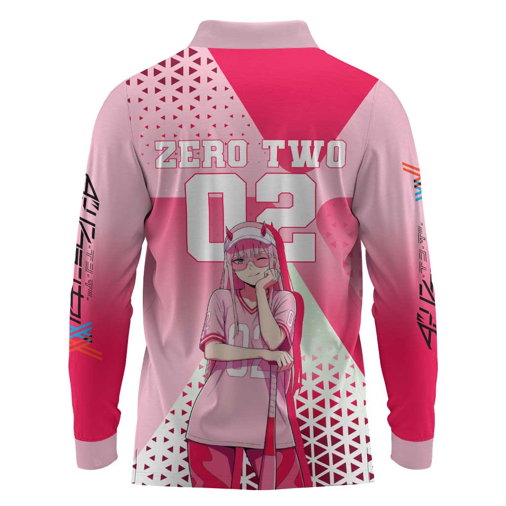 Zero Two Long Sleeve Polo Shirt Retro Baseball Anime Style