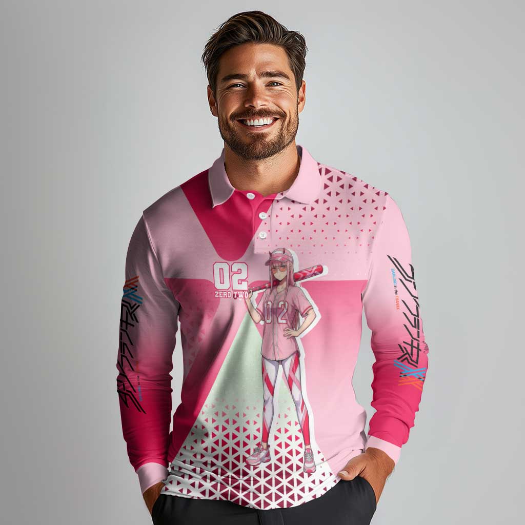 Zero Two Long Sleeve Polo Shirt Retro Baseball Anime Style