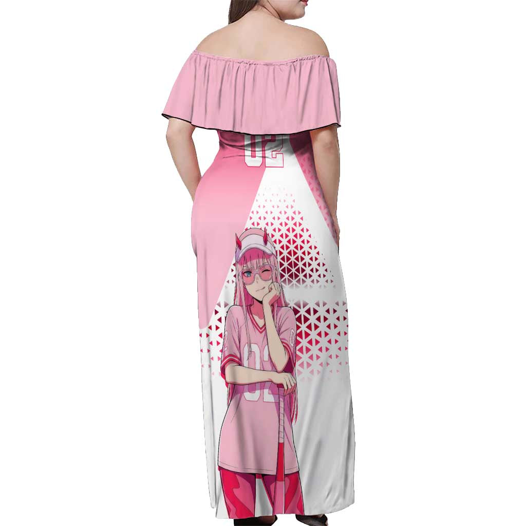Zero Two Off Shoulder Maxi Dress Retro Baseball Anime Style