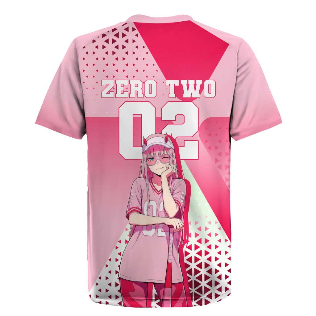 Zero Two Rugby Jersey Retro Baseball Anime Style