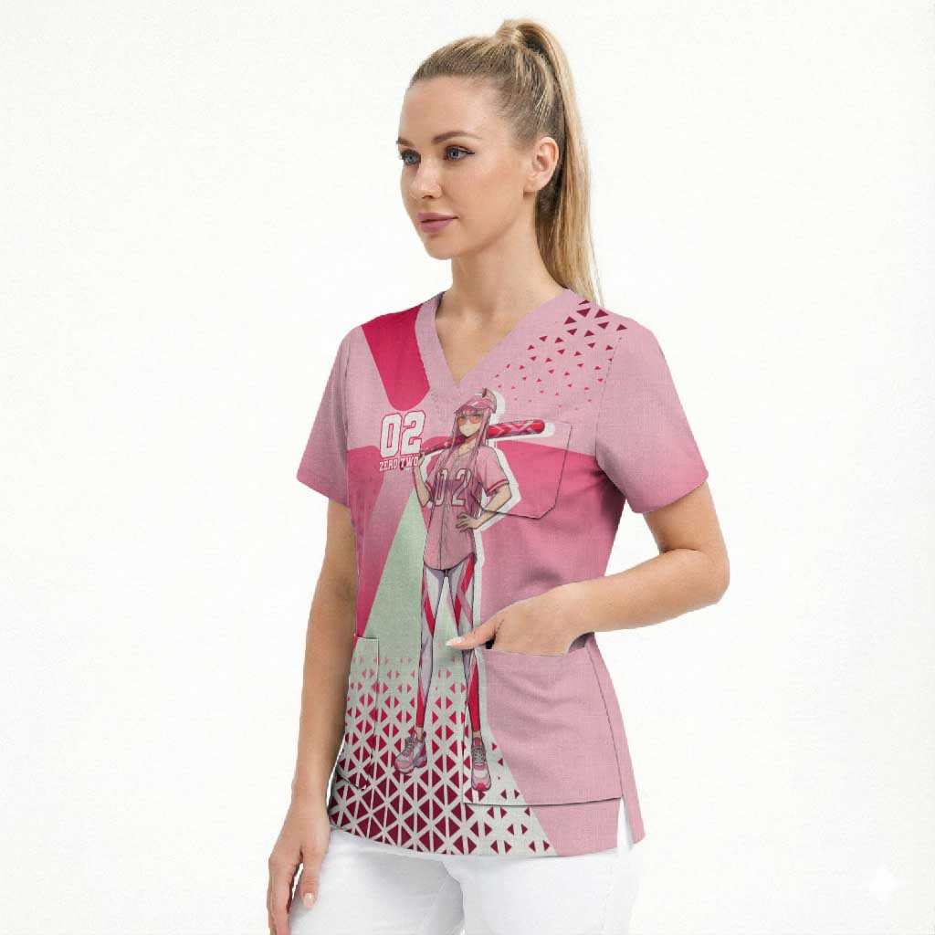Zero Two Scrub Top Retro Baseball Anime Style