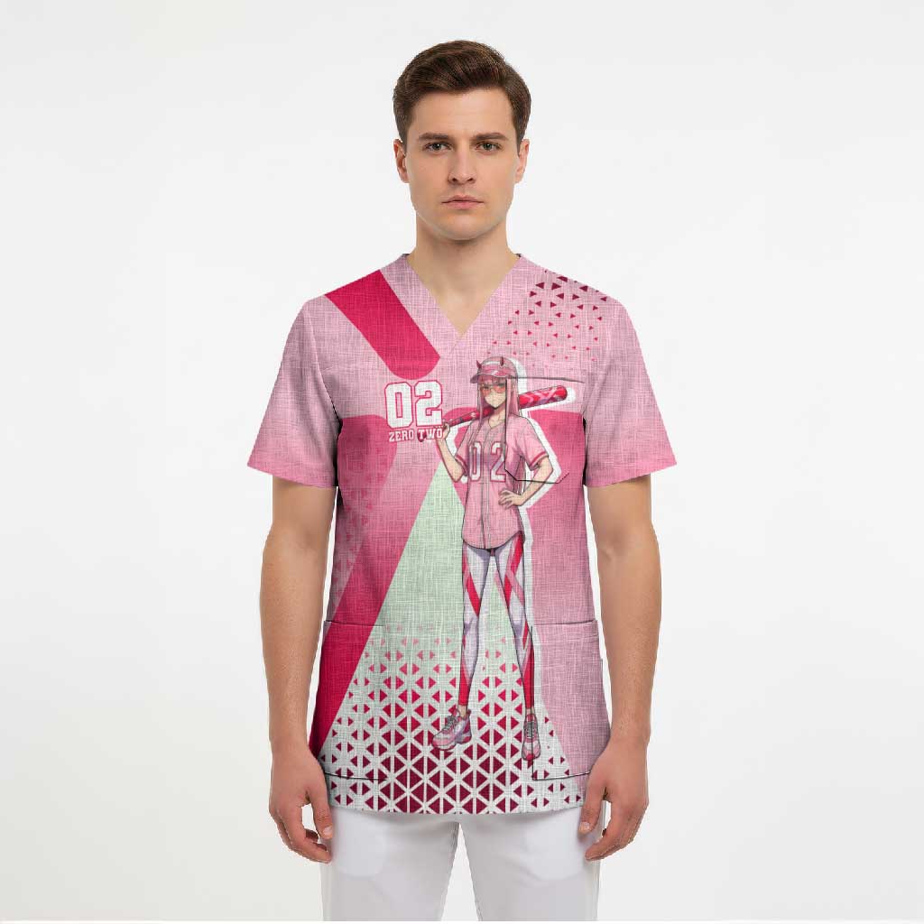 Zero Two Scrub Top Retro Baseball Anime Style