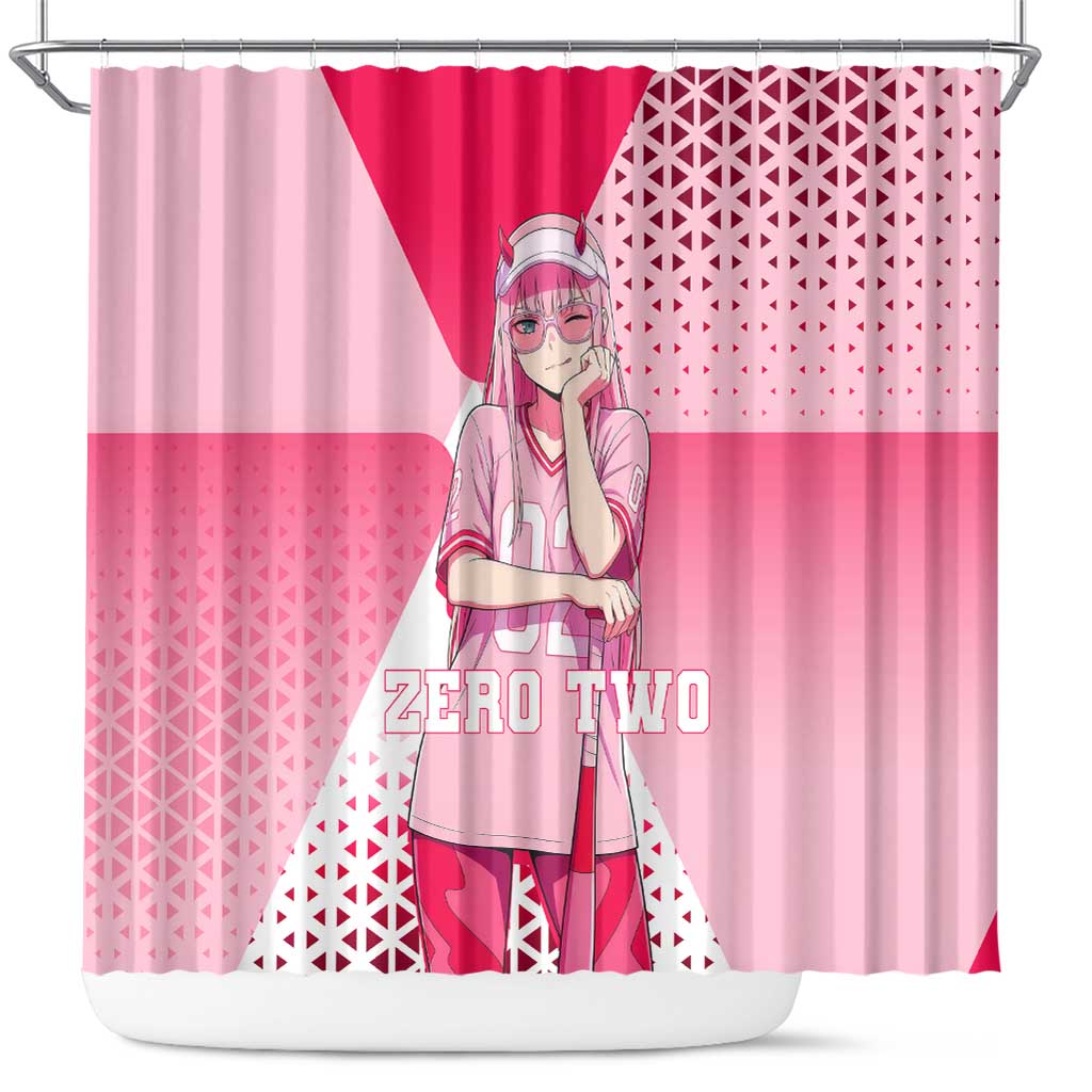 Zero Two Shower Curtain Retro Baseball Anime Style