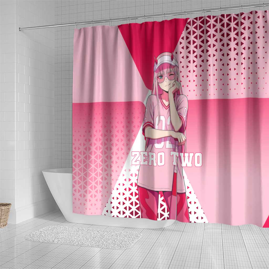 Zero Two Shower Curtain Retro Baseball Anime Style