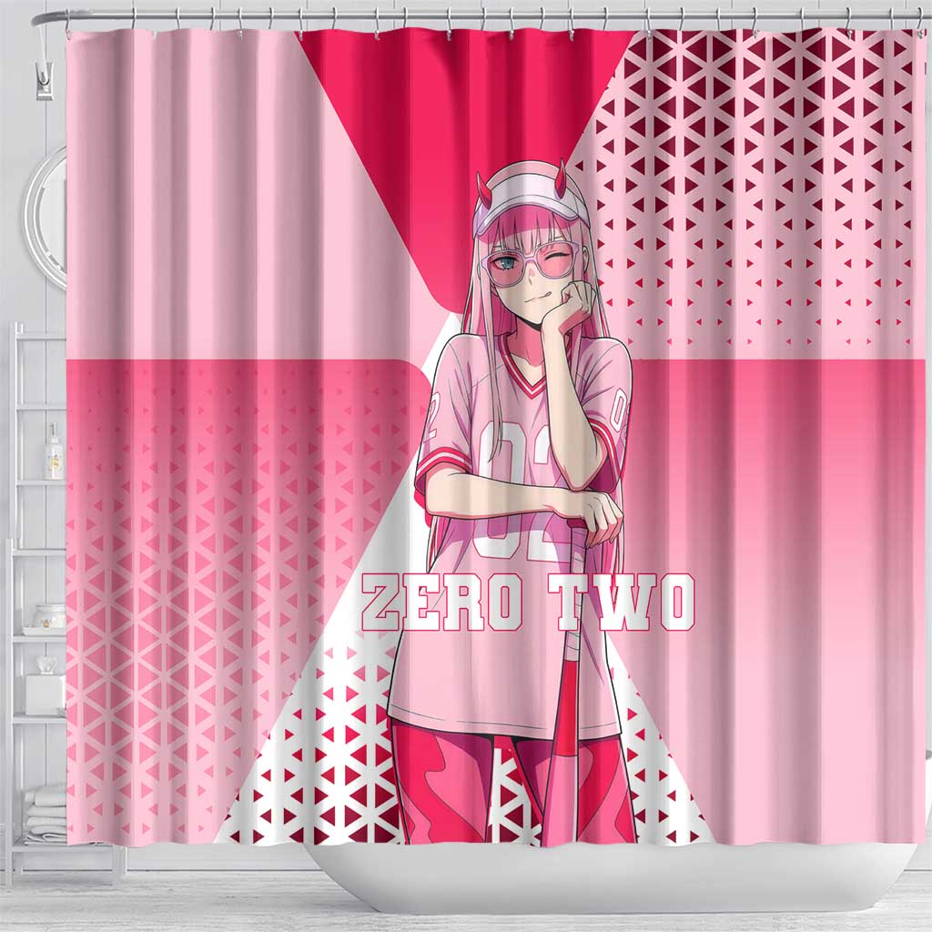 Zero Two Shower Curtain Retro Baseball Anime Style