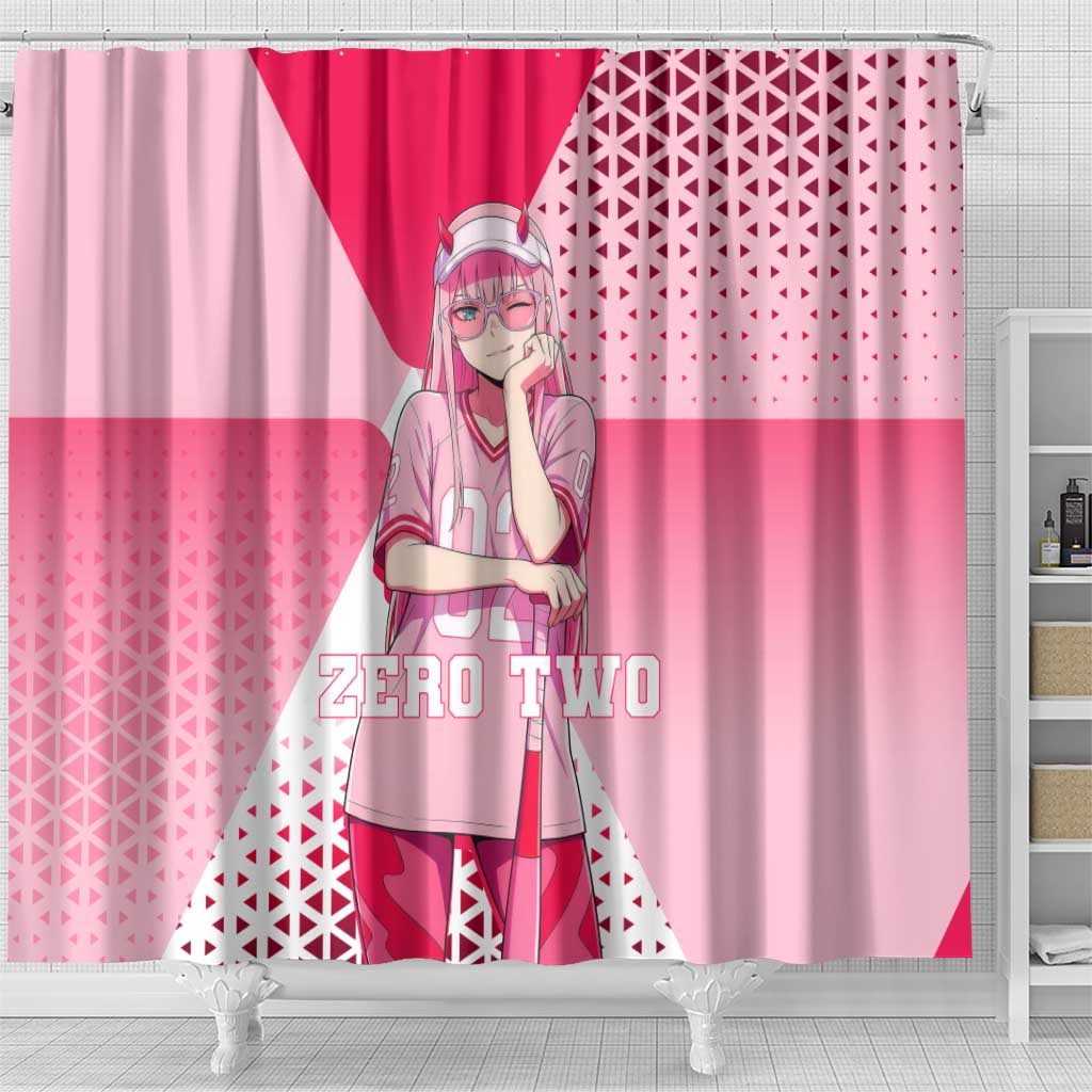 Zero Two Shower Curtain Retro Baseball Anime Style