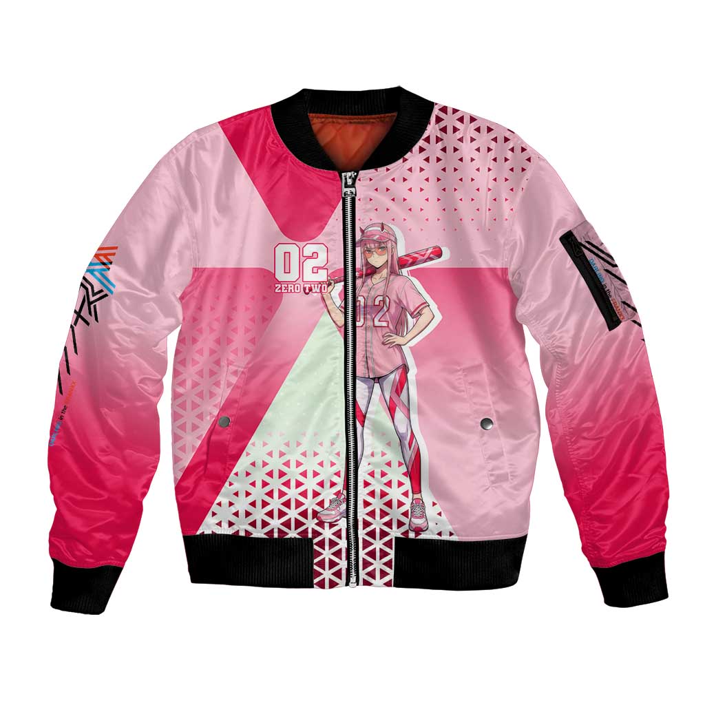 Zero Two Sleeve Zip Bomber Jacket Retro Baseball Anime Style