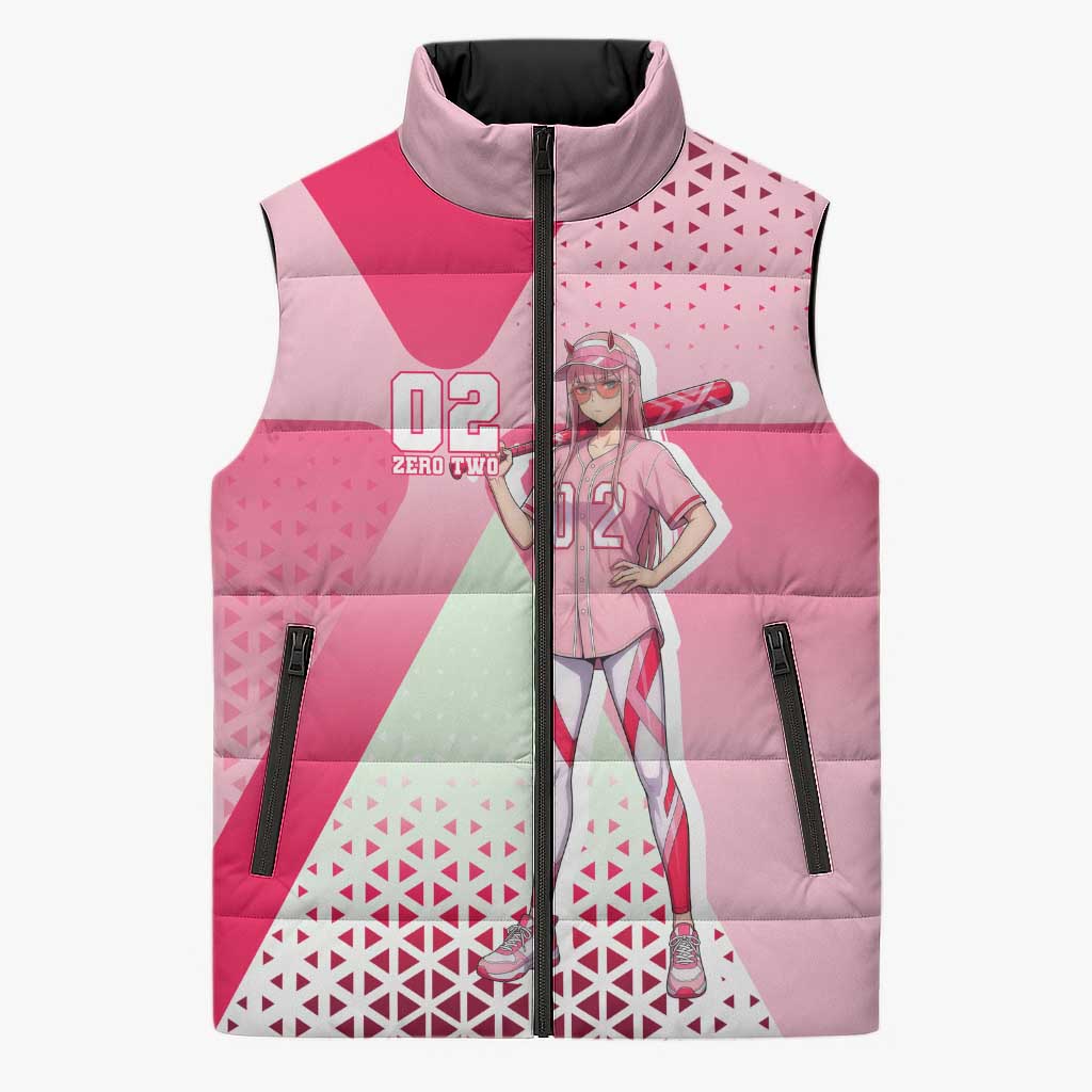 Zero Two Sleeveless Puffer Jacket Retro Baseball Anime Style